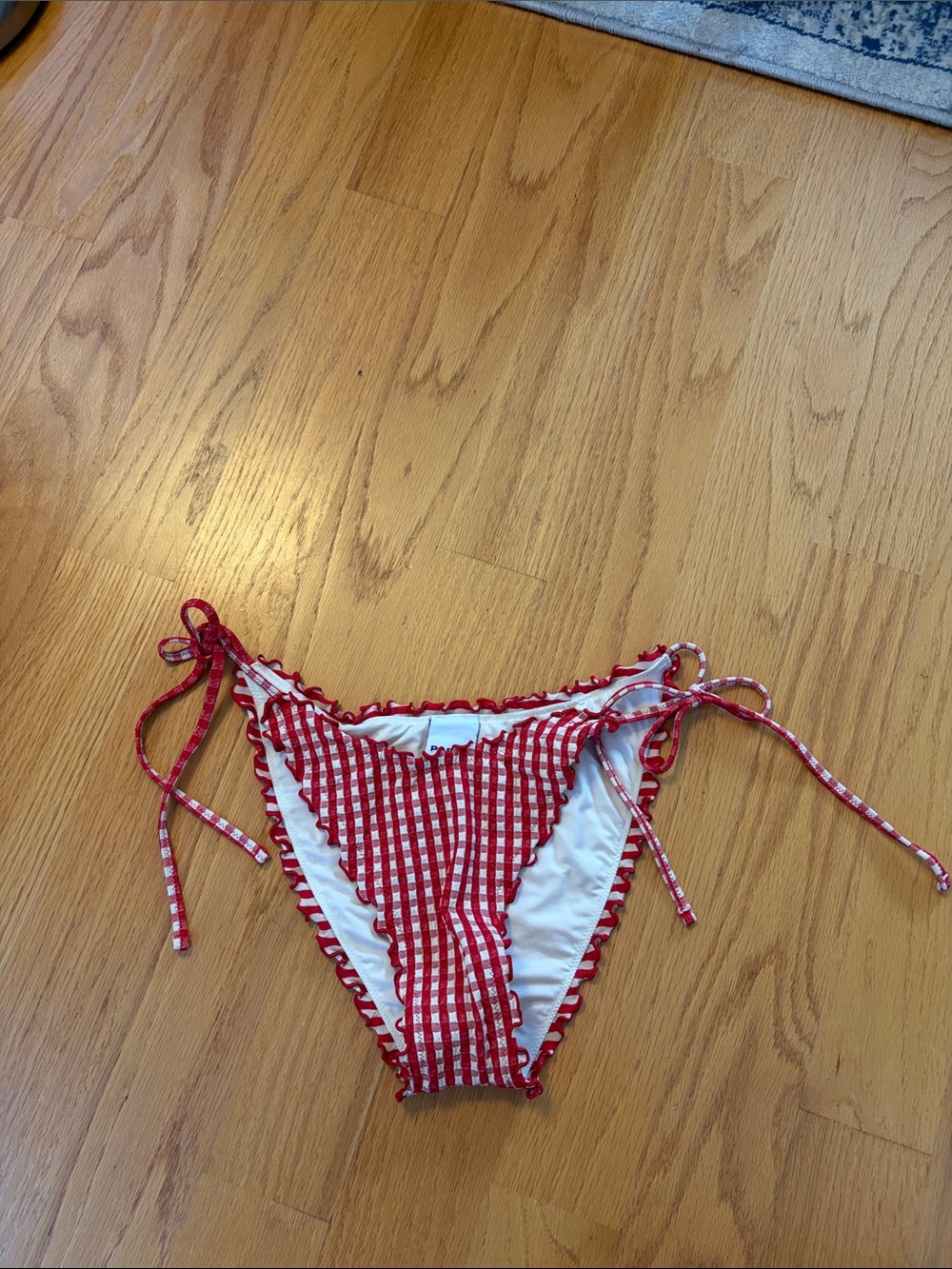 Parke x Target Lettuce Edge Red Gingham Bikini Bottom L NWOT